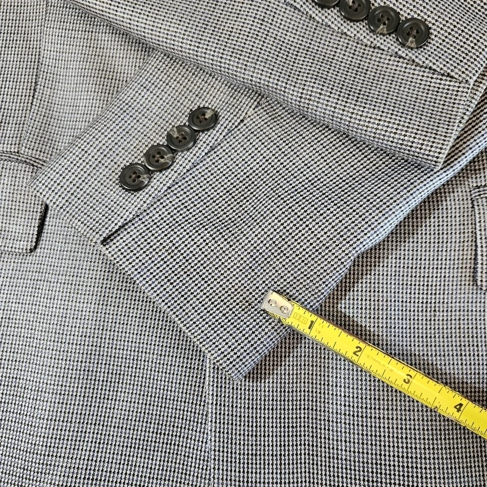 Ralph Ralph Lauren Silk Blue Gray Houndstooth Print Sport Coat Blazer Size 40R